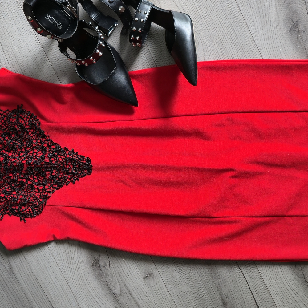 MICHAEL Michael Kors Red Dress with Black Lace